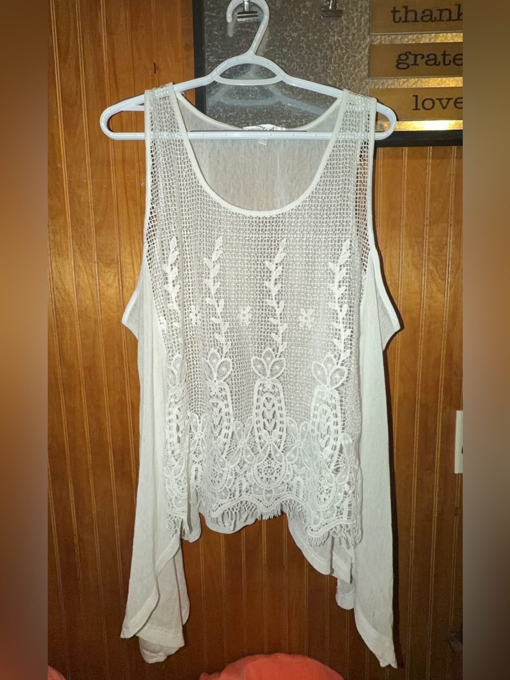 Pretty Angel Cream Crochet Overlay Camisole Tank